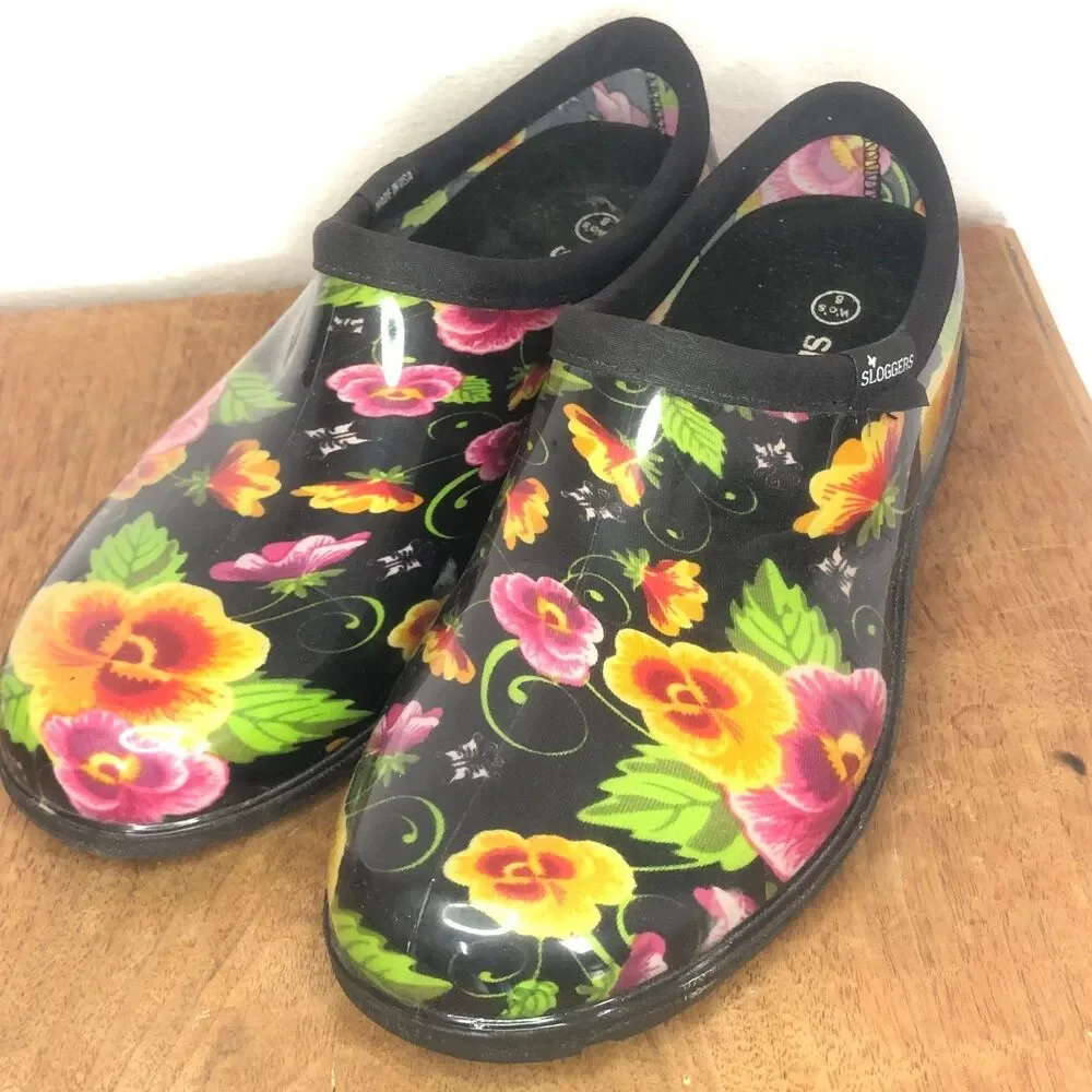 Sloggers Waterproof Flowers Rain Shoe Woman's Size 8 NEW